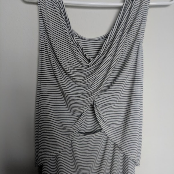Francesca's Blk/White Stripe CrissCross Back Tank - Picture 6 of 6